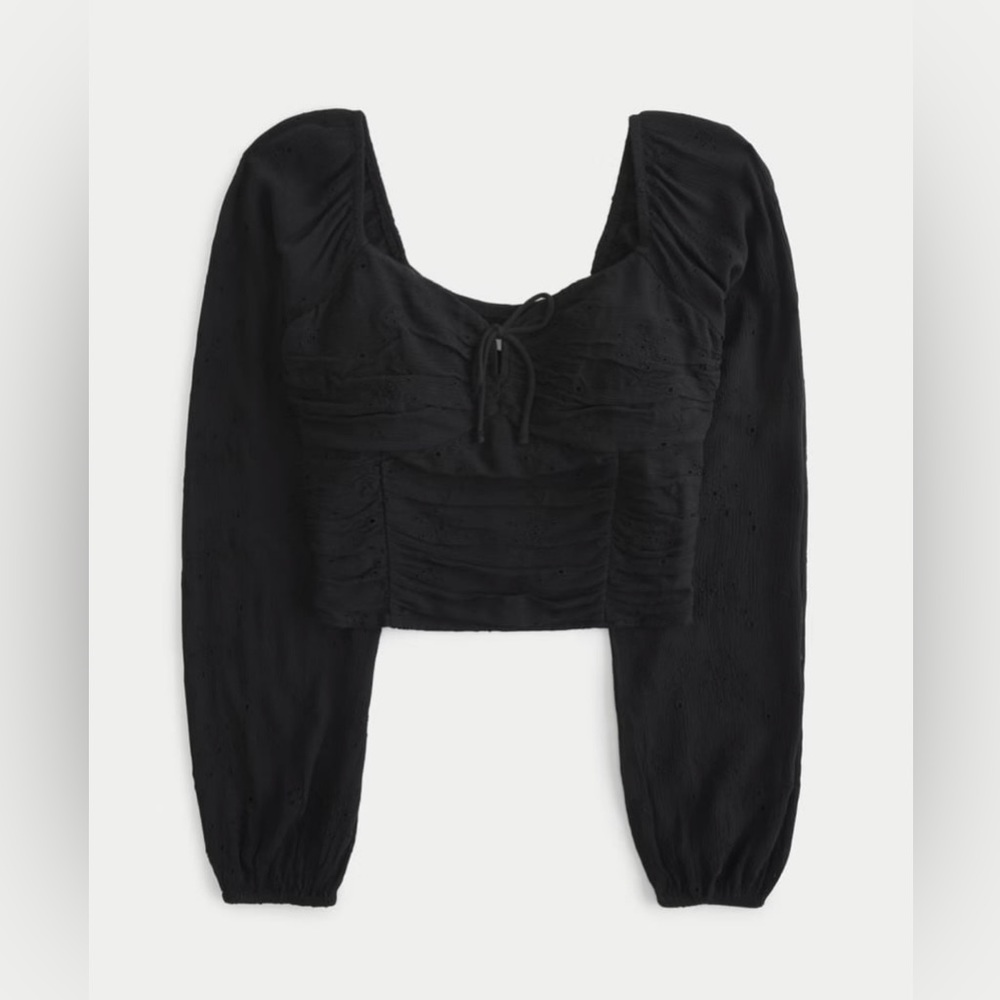 NWT HOLLISTER LONG-SLEEVE RUCHED WAIST TOP